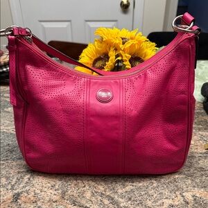 Coach Fuchsia Perforated Shoulder Bag